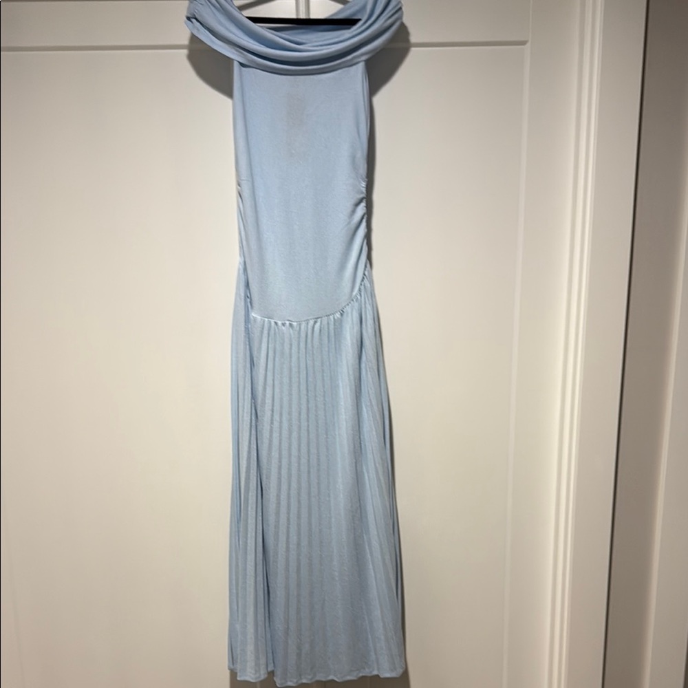Lioness Blue Sheath Dress with Cowl Neck for Wedding Guests